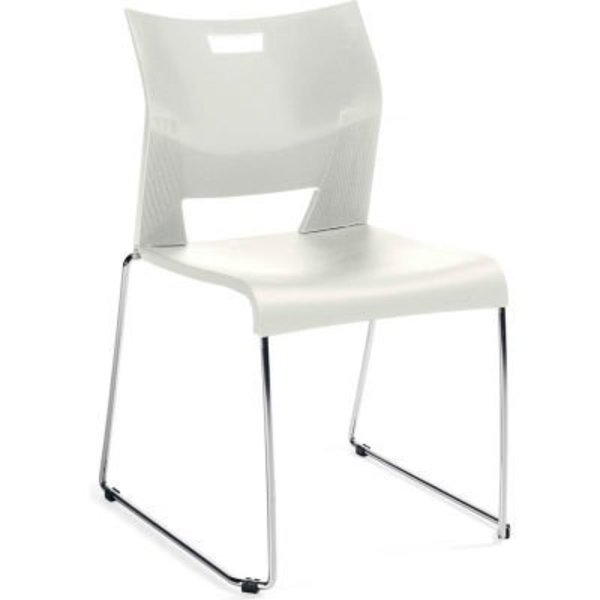 Gec Global„¢ Armless Molded Stacking Chair with Sled Base - Plastic - Ivory Clouds - Duet Series 6621CH-IVC